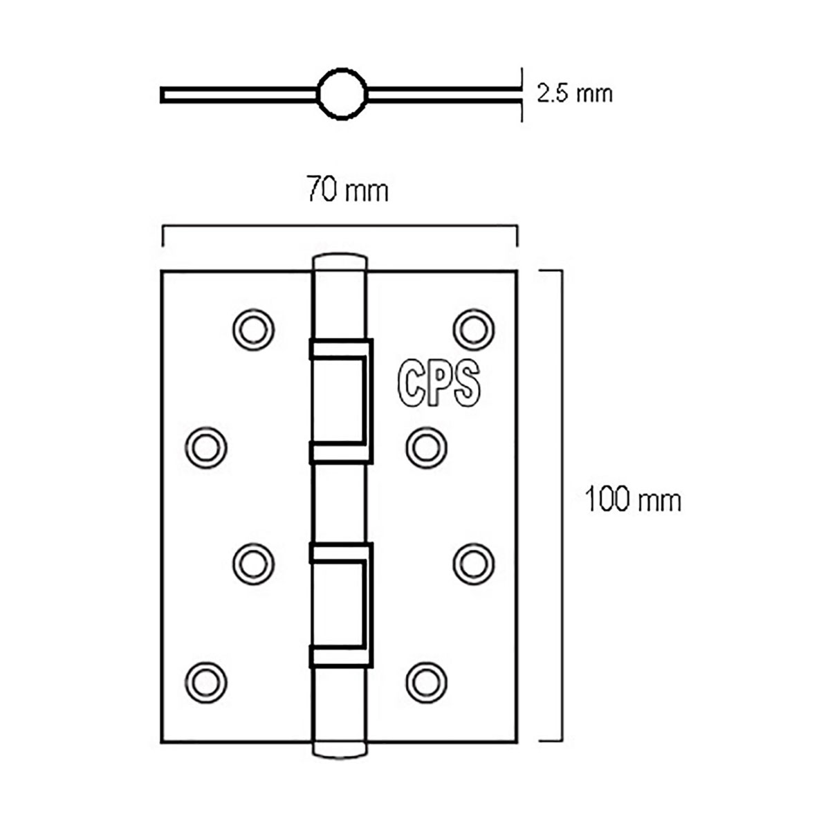 4″ S/S Door Hinge (CPS DH200) Drawing — Door & Window Systems
