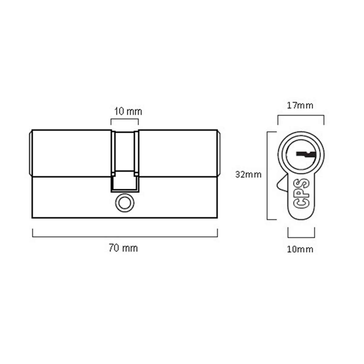 CPS Double Cylinder (CPS DC100) Drawing — Door & Window Systems