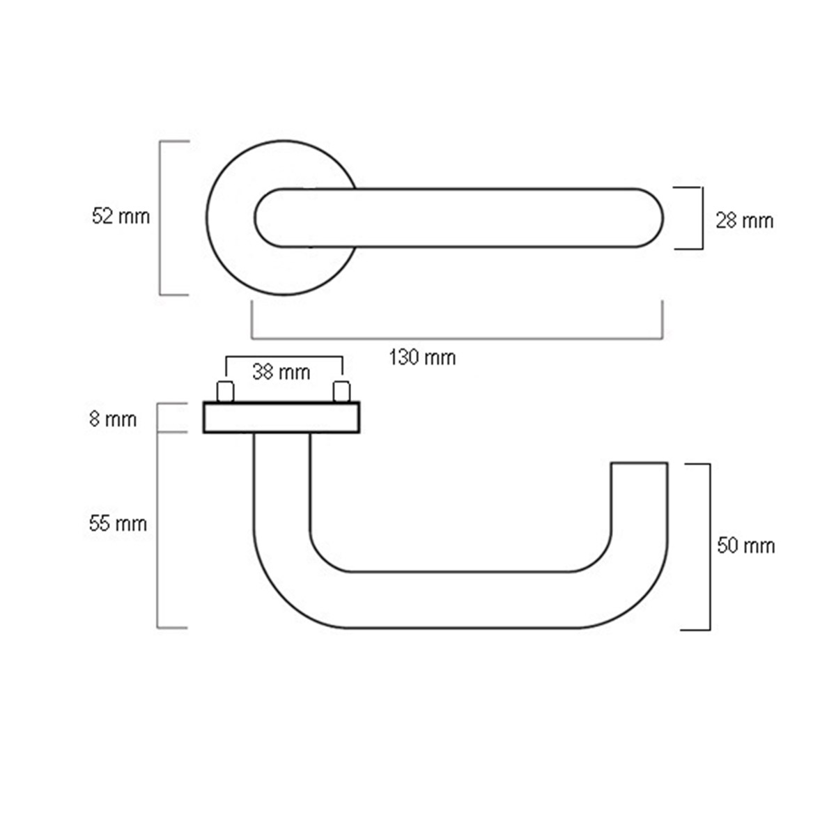 CPS Nylon Lever Handle (White Colour) CPS LH200 Drawing — Door & Window Systems