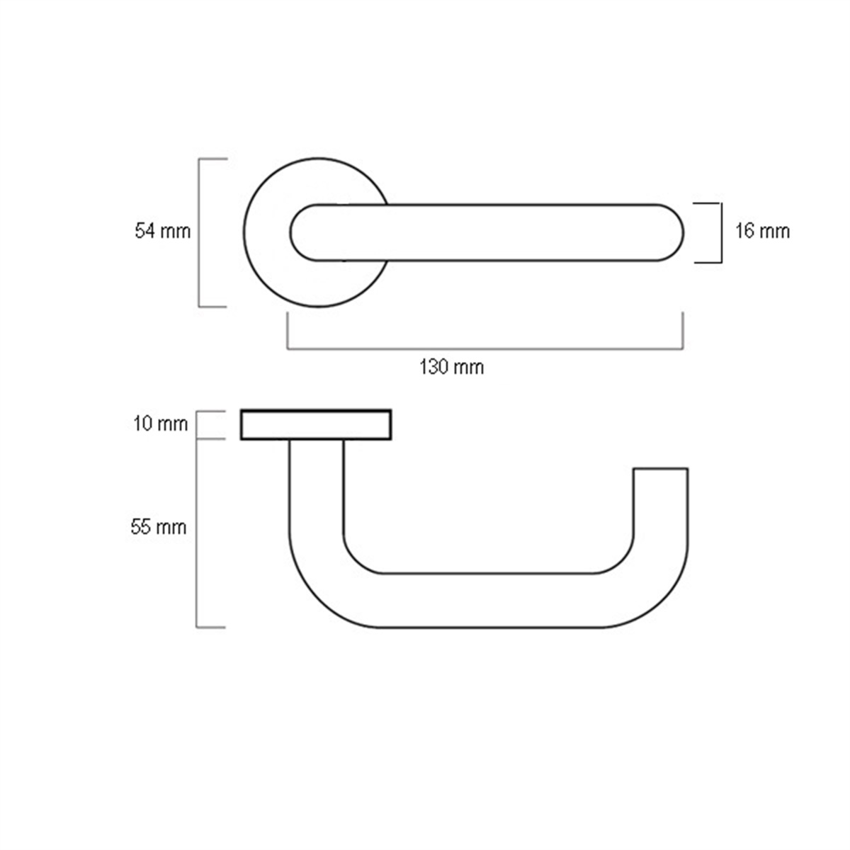 CPS Solid SS Lever Handle (CPS LH100) Drawing — Door & Window Systems