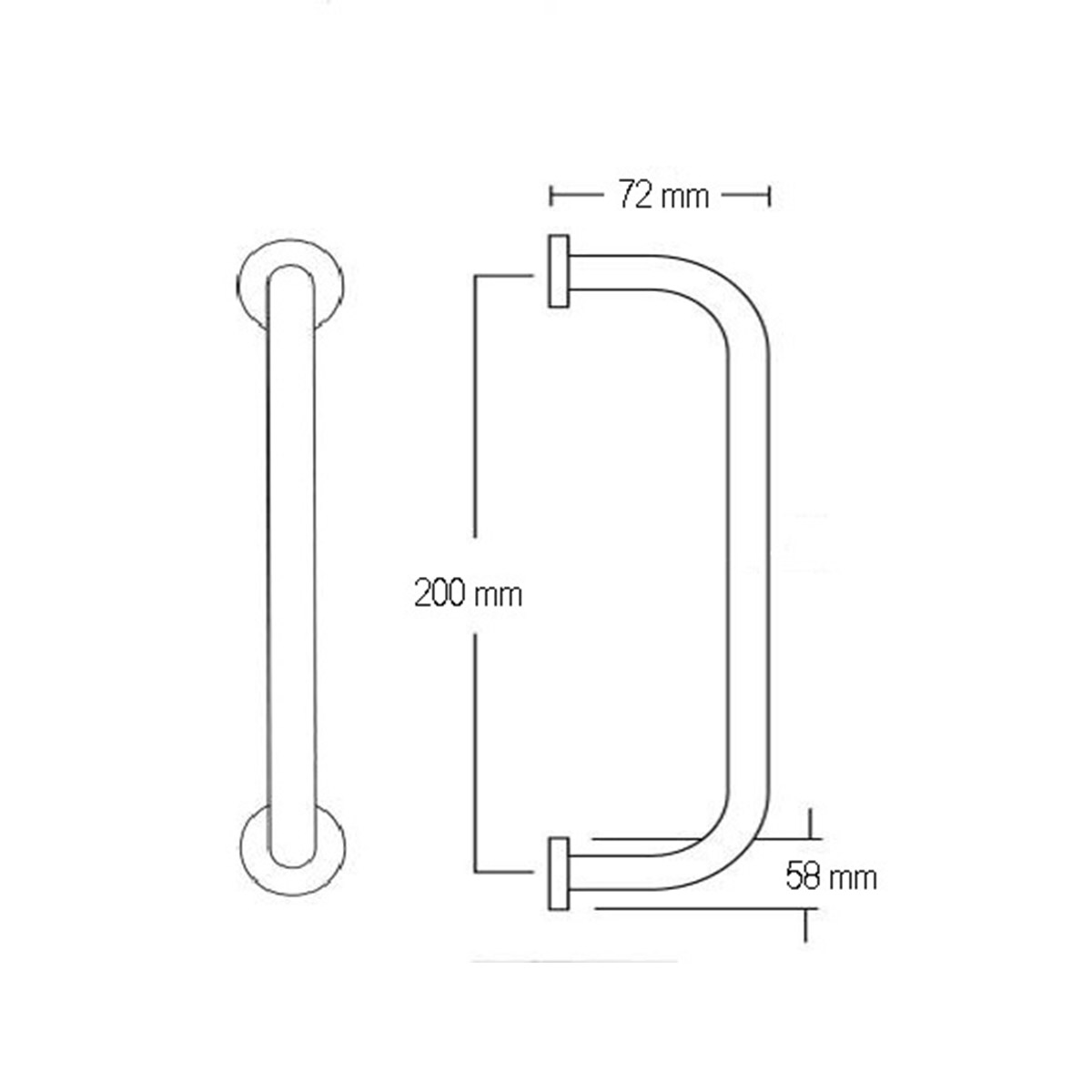 CPS Stainless Steel ‘D’ Pull Handle with rose (CPS PH100) Drawing — Door & Window Systems