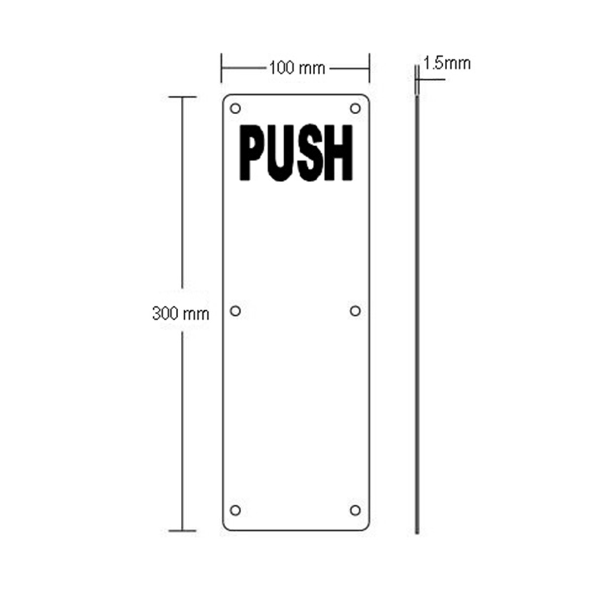 CPS Stainless Steel Push Handle (CPS PH300) Drawing — Door & Window Systems