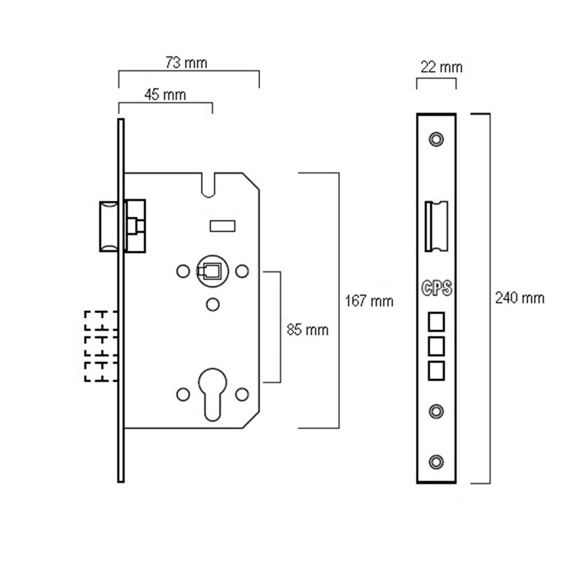 CPS Three Bolt Mortise Lock (CPS ML200) — Door & Window Systems