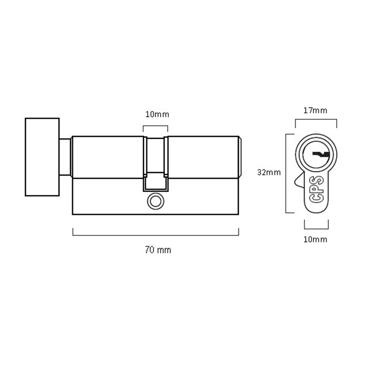 CPS Thumbturn Cylinder (CPS TC100) Drawing — Door & Window Systems