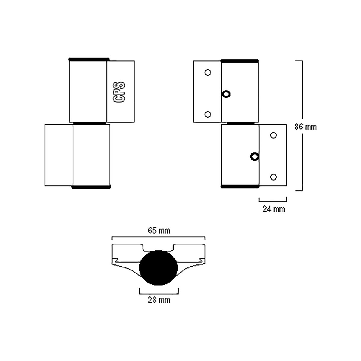 Heavy Duty Door Hinge (CPS DH100) Drawing — Door & Window Systems
